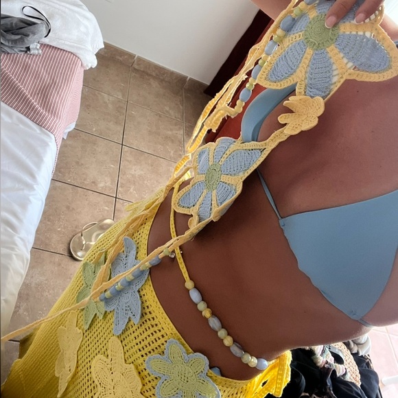 Crochet Floral Bikini Cover Up Set with Skirt - Picture 3 of 3